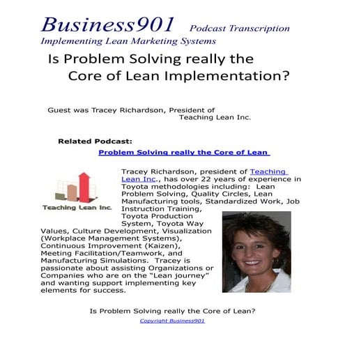 Problem solving, the core of lean implementation | PDF