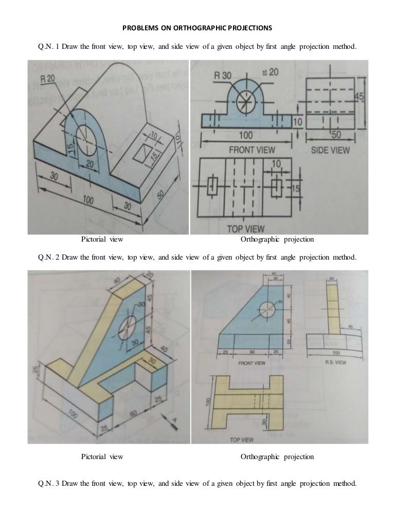 Problems on orthographic projections