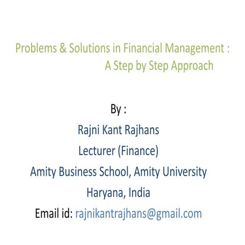 Problems and solutions in financial management   step by step approach