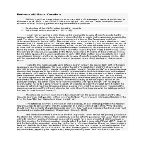 Problems with Patron Questions
