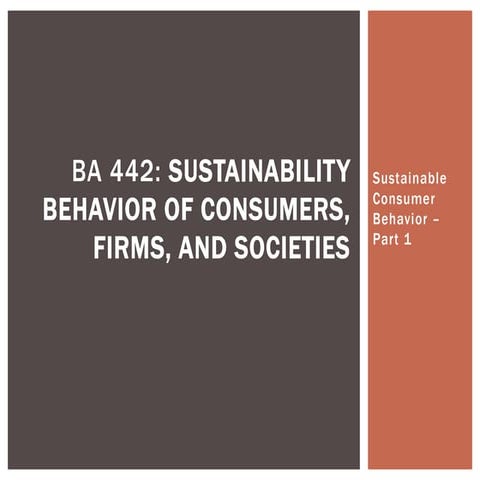 BA442:  Wrap Up of the Problem with Marketing and Intro of Sustainable Consum...