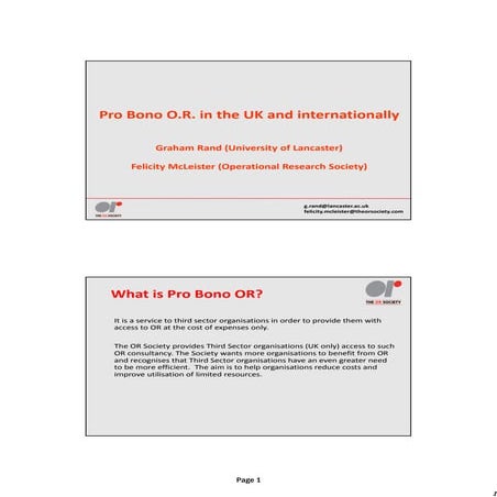 IFORS Pro Bono O.R. presentation 2014