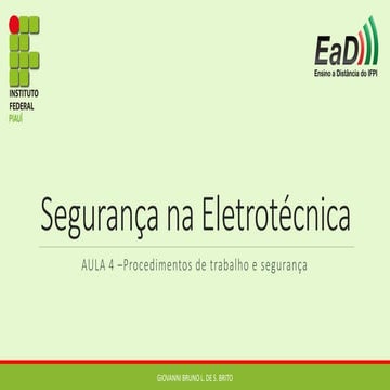 Procedimentos de trabalho e segurança com eletricidade