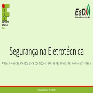 Procedimentos para condições seguras nas atividades com eletricidade