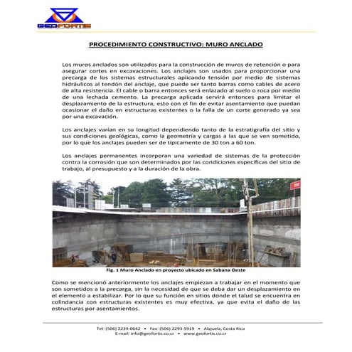 Procedimiento constructivo muro anclado