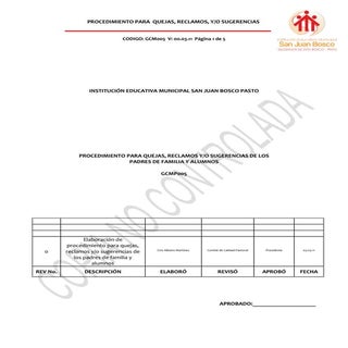 Procedimiento de atención de quejas...