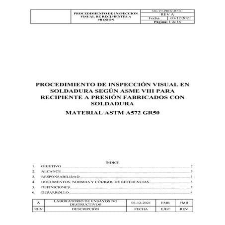 Procedimiento de inspección visual en soldadura según asme viii 