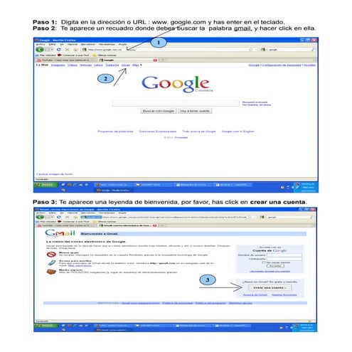 Instructivo para crear una cuenta de correo gmail | PDF