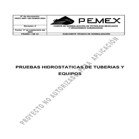 Procedimiento pruebas hidraulicas pemex