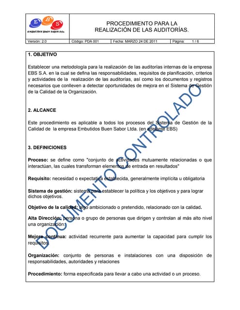 Procedimiento realizacion de audito...