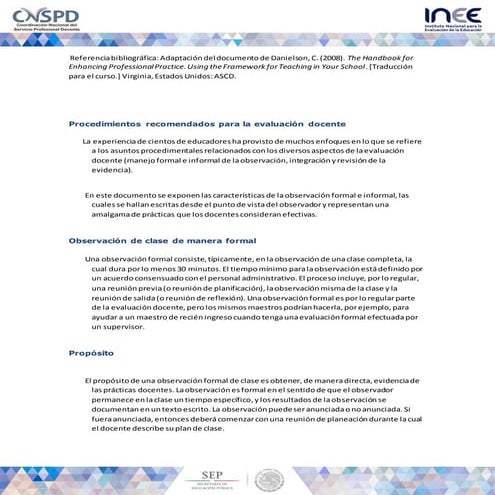 Procedimiento recomendado para la evaluacion docente charlotte danielson  m3 t3_act2