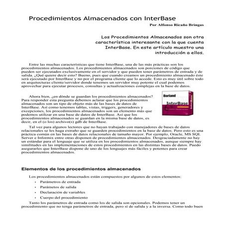 Procedimientos almacenados