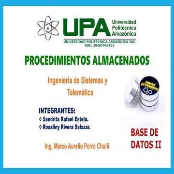 Procedimientos almacenadoss