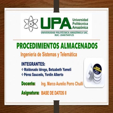 Procedimientos almacenadoss