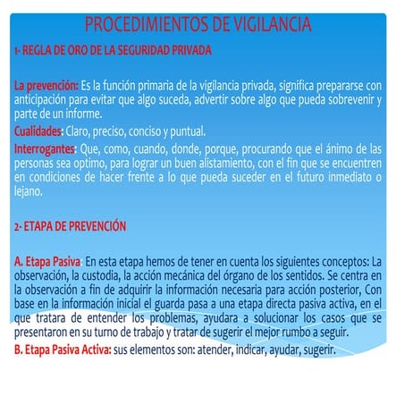 Procedimientos de vigilancia