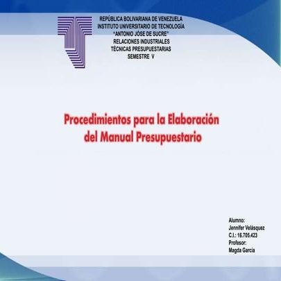 Procedimientos para la elaboración del manual presupuestario