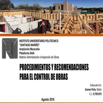 Procedimiento y recomendaciones para el control de obras | PPTX