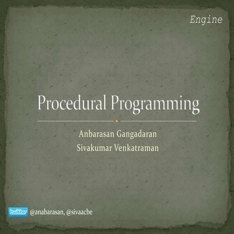 Procedural programming | PPTX | Programming Languages | Computing