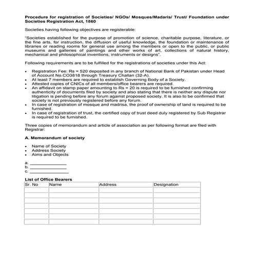 Procedure Documents Society Registration & Firms | PDF
