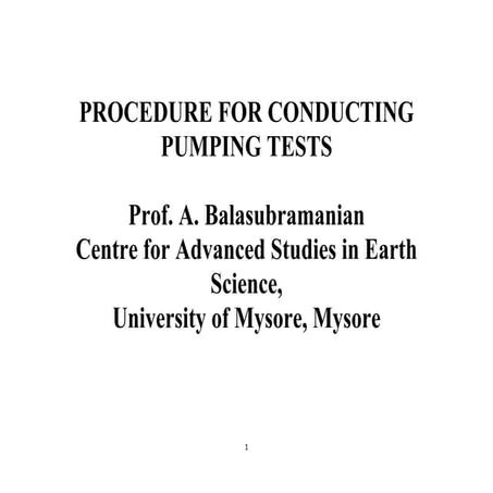 Procedure for conducting pumping tests