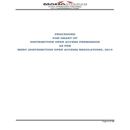 Procedure for distribution open access