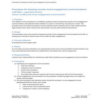 Procedure for keeping records of pr...