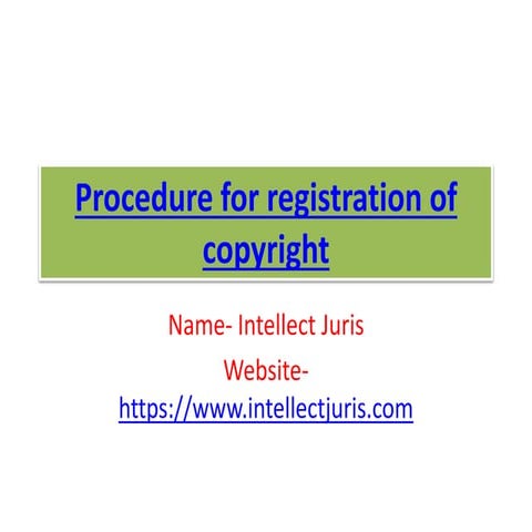 Procedure for registration of copyright