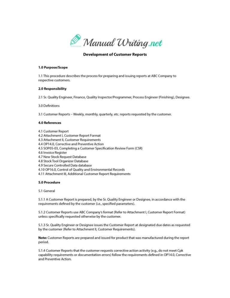 Procedure Manual Sample