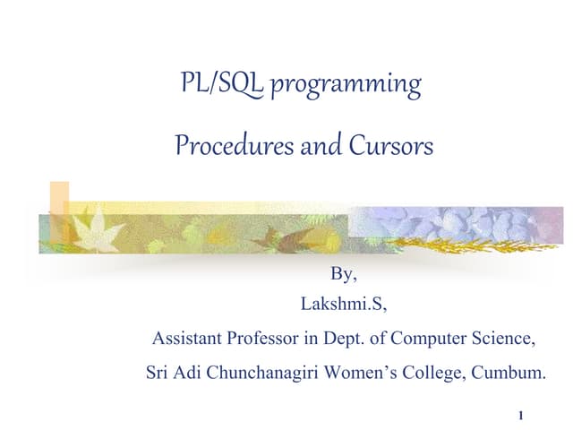 Procedures andcursors
