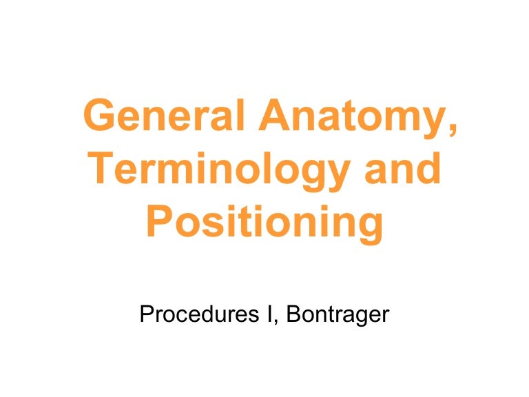 Procedures I Chapter 1 Bontrager - 