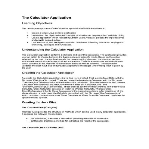 Procedure to create_the_calculator_application java | DOC | Programming ...