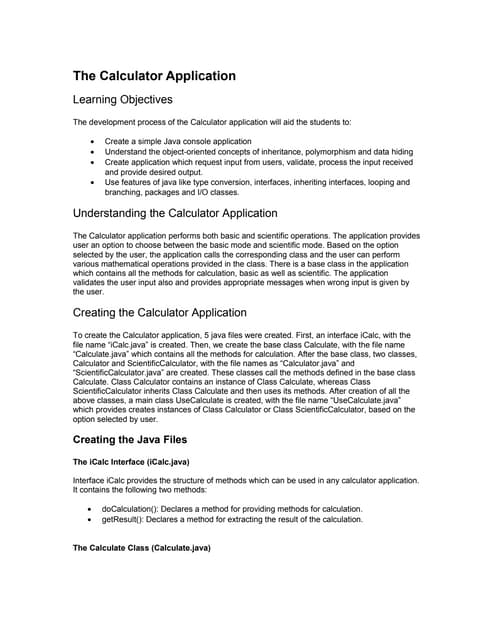 Procedure to create_the_calculator_application java