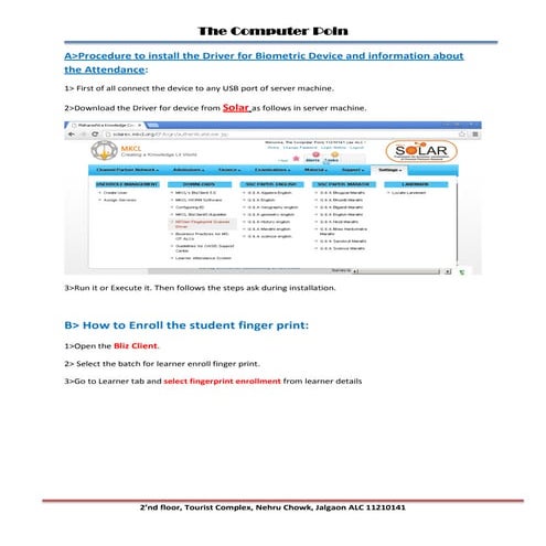 Procedure to install driver for biometric device