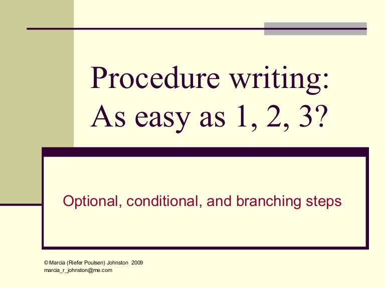 Procedure Writing