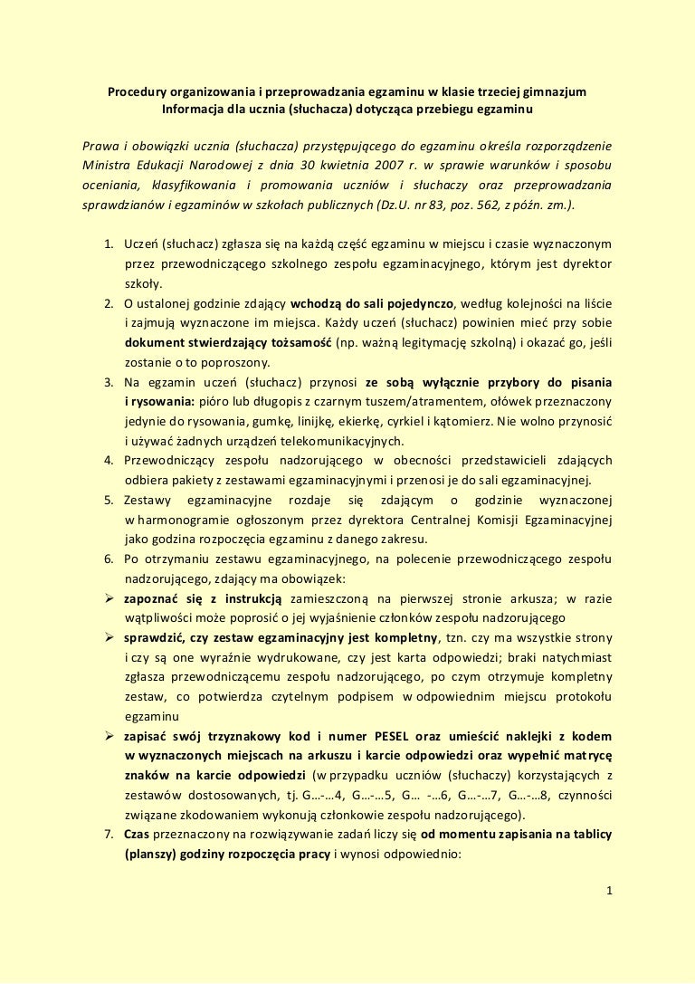 Zwięźle Opisz W Zeszycie Sposoby Przeprowadzania Dezynsekcji I Deratyzacji Procedury organizowania i_przeprowadzania_egzaminu_w_kla