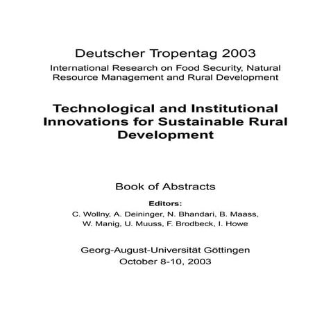Proceedings deutscher tropentag 2003
