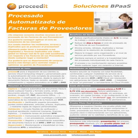 Proceedit - servicio cloud bpaas de procesado automatizado de facturas de proveedores