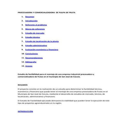 Procesadora y comercializadora  de pulpa de fruta