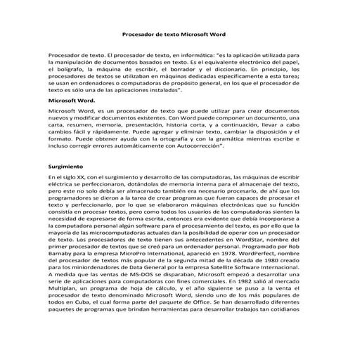 Procesador de texto microsoft word