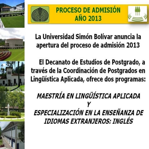 Proceso admisiones PGLA USB2013