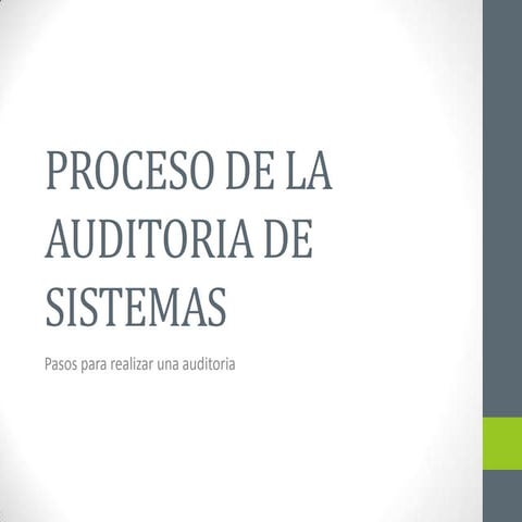 Proceso de la auditoria de sistemas