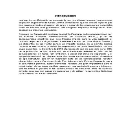 Proceso de paz IMPLEMENTADOS POR EL GOBIERNO