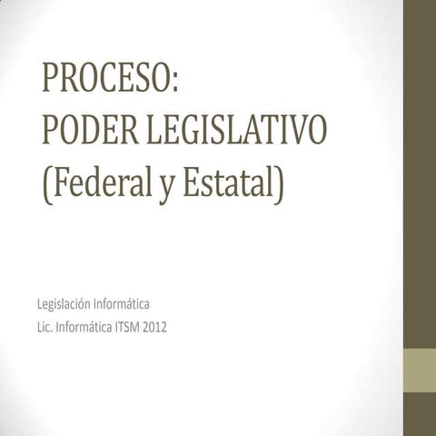 Proceso Poder Legislativo Estatal y Federal | PPTX