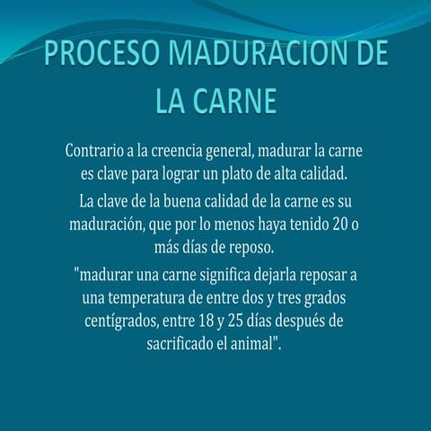 Proceso maduracion de la carne