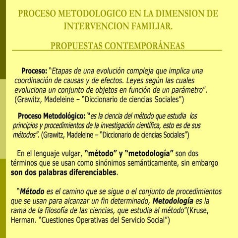 Proceso metodologico en la dimension de intervencion familiar