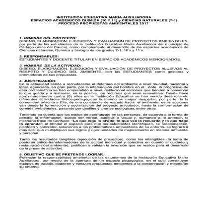 Proceso propuestas ambientales 2017