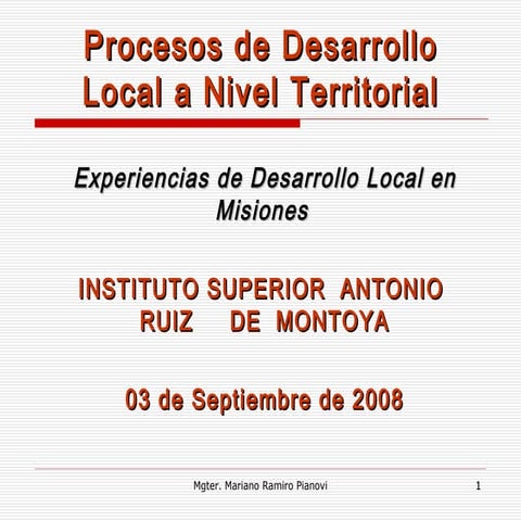Desarrollo Local Como Proceso