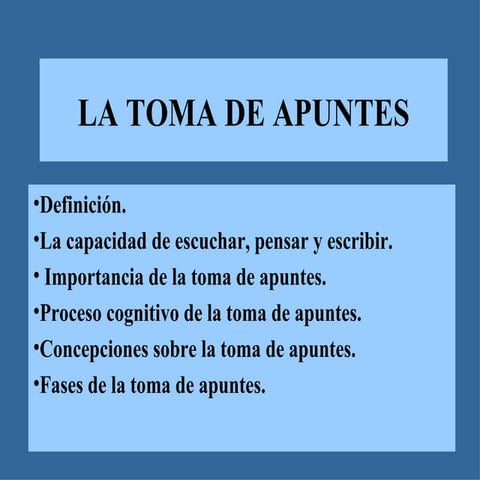 Procesos cognitivos en la toma de apuntes