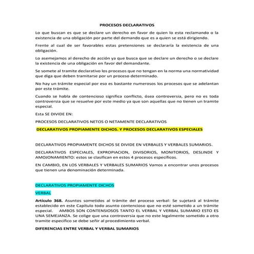 PROCESOS DECLARATIVOS | PDF