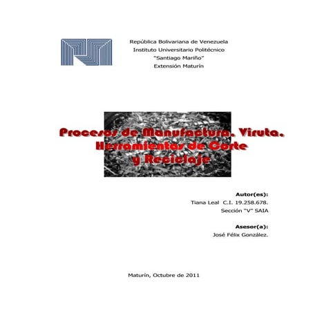 Procesos de manufactura. trabajo